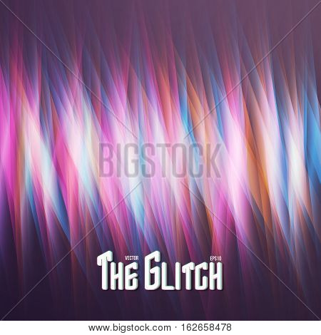 Illustration of Digital Glith Futuristic Effect. Abstract Vector Glowing Neon Party Background. Motion Energy Magic Light