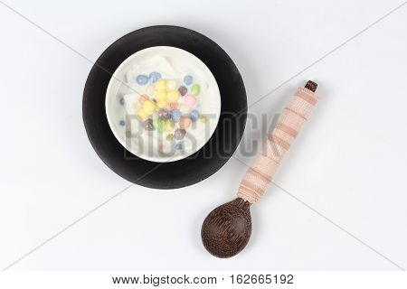 Colorful Dumplings In Coconut Cream, Bua Loi Khai Waan.
