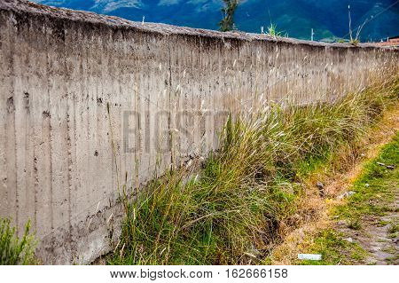 Compacted earth wall "tapial" handmade construction in the rural areas