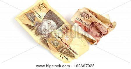 picture of a Bulgarian money close up. Shallow dof.