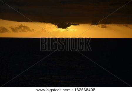 Sunset Sea Ocean Cloud Orange sun colored
