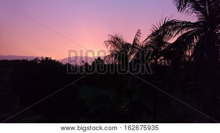 Color Sky Orange Pink Yellow Silhouette Mountain
