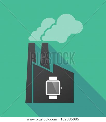 Long Shadow Factory With A Smart Watch