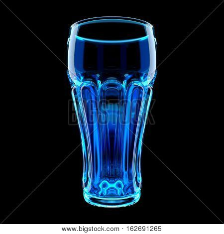 Blue Highball Glass Isolated on Black. Clipping Path. 3D Illustration