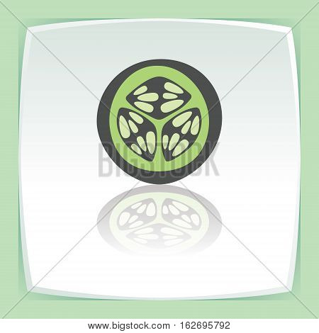 Vector outline cucumber slice vegetable food icon on white flat square plate. Elements for mobile concepts and web apps. Modern infographic logo and pictogram.