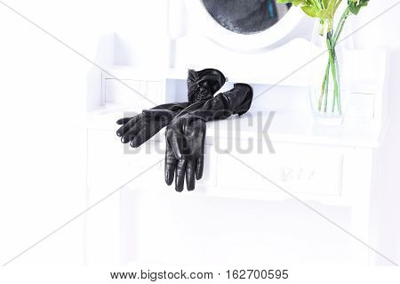 Black Glovers On Female Boudoir