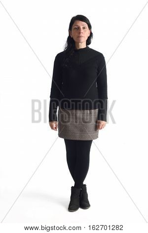 Full portrait woman on a white background color