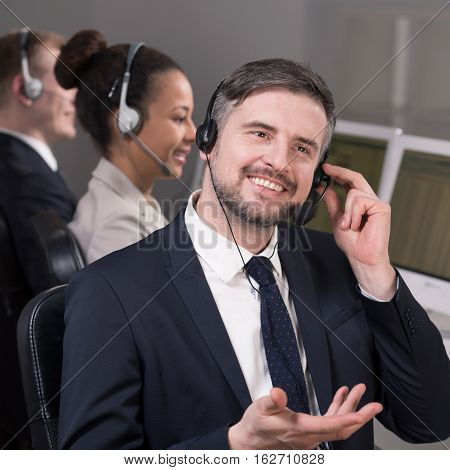 Consultant Explaining Using Headset