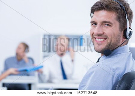 Relaxed And Confident Telemarketer