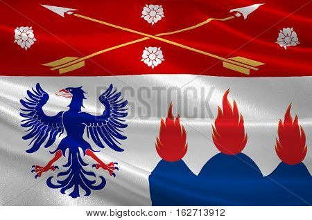Flag of Orebro County in Nerke province of central Sweden. 3d illustration
