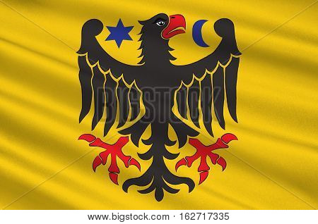 Flag of Orebro is a capital city of Orebro County in Sweden. 3d illustration