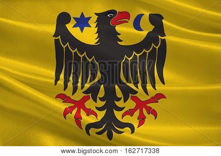 Flag of Orebro is a capital city of Orebro County in Sweden. 3d illustration
