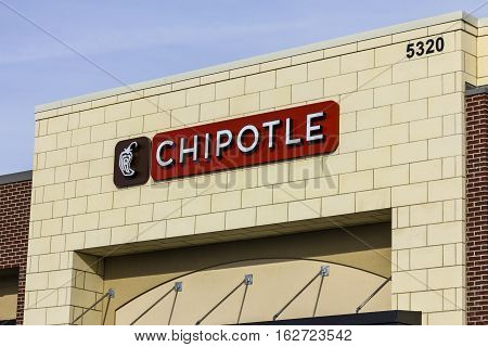 Indianapolis - Circa December 2016: Chipotle Mexican Grill Restaurant. Chipotle is a Chain of Burrito Fast-Food Restaurants IX