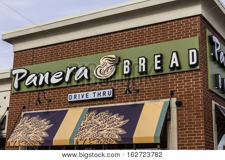 Indianapolis - Circa December 2016: Panera Bread Retail Location. Panera is a Chain of Fast Casual Restaurants Offering Free WiFi 