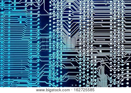 pattern of lines on the blue motherboard