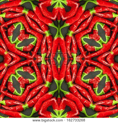 Seamless texture with chilli motif. Printing on the kitchen tablecloth. Decorate the kitchen.