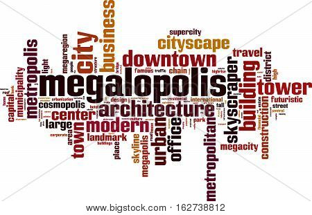 Megalopolis word cloud concept. Vector illustration on white