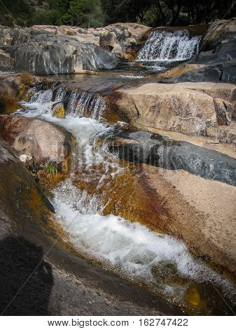 River with watherfalls in Pedrisa, Comunity of Madrid, Spain