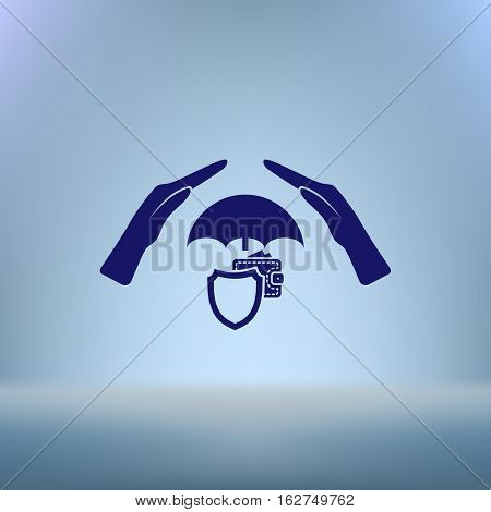 Wallet Protection Icon. Flat Design.