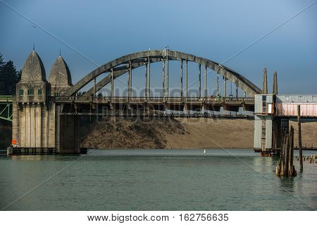 Siuslaw River Bridge From The Florence Marina Oregon