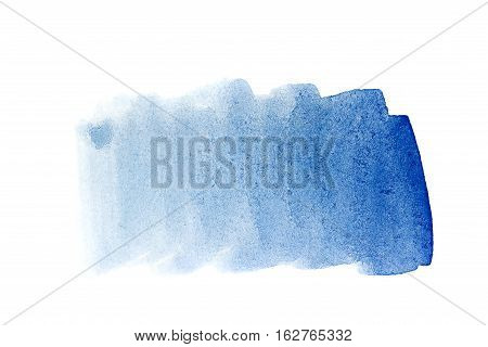 Cobalt blue watercolor background. The gradient color transition from the intense blue to light blue. Design elements. Painting. Grunge colorful background on watercolor paper.