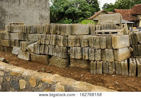 Bricks and rocks as materials for construction photo taken in Bogor Indonesia java