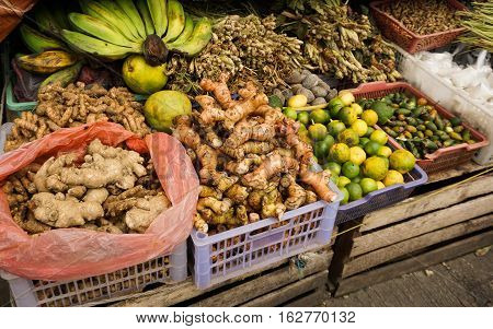 Original herbs and spices in traditional market photo taken in Indonesia java bogor