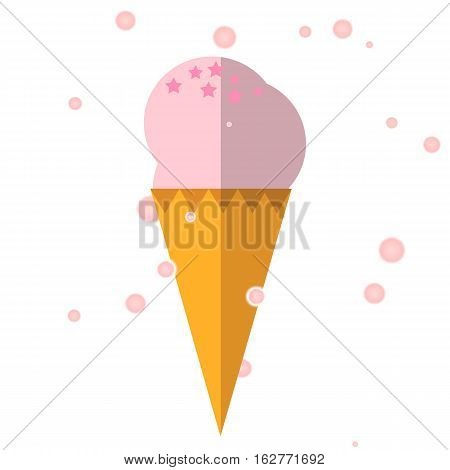 Icecream with stars flat isolated object icon