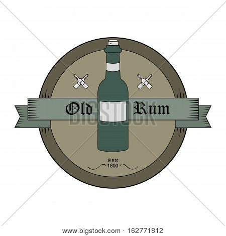 Circle green bottle emblem in old style