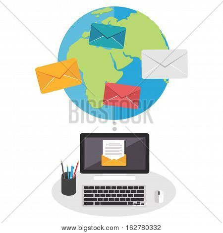 Email concept. Cloud services. Broadcast messages .