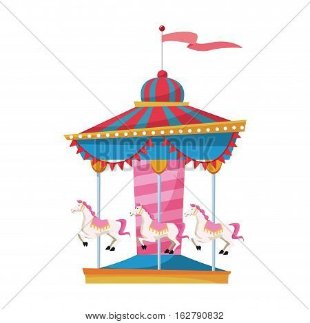 Carousel icon. Carnival fair circus entertainment and festival theme. Isolated design. Vector illustration