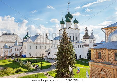 ROSTOV RUSSIA - SEPTEMBER 03 2016: Rostov Kremlin. Rostov is one of the oldest town in the Russia and tourist center of the Golden Ring