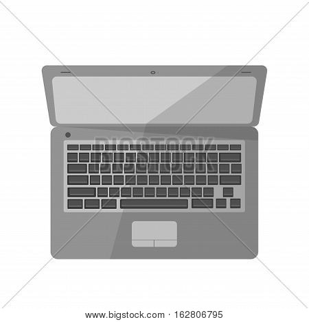 Vector icon of laptop. Symbol business equipmens: modern tech, computer technology, digital portable pc. Notebook illustration in flat design. Modern device, isolated on white background.