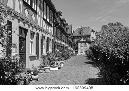 historic old town Frankfurt-Hoechst with its half-timbered houses