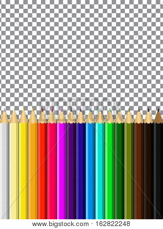 colored pencils on a transparent background for design