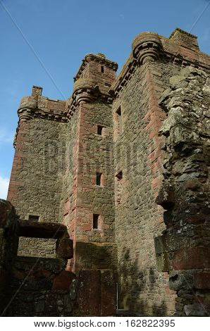 A view of the ruins of Balvaird Castle