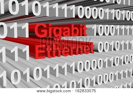 Gigabit ethernet as a binary code 3D illustration