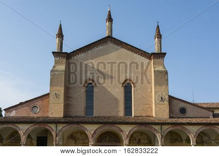 GRAZIA,ITALY-JULY 4,2015:View of the sanctuary of the Blessed Virgin of Graces in the small village of Grazie near the river Mincio.