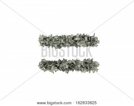 digits and characters from dollars. dollars .isolate on white background. 3d rendering