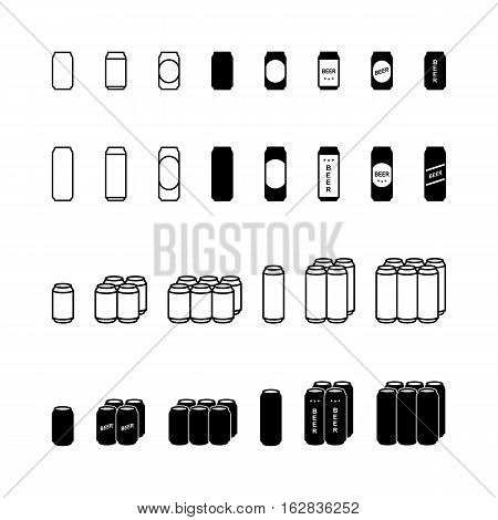 Beercan line and pictogram icon set. Vector