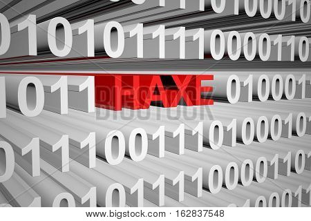 Haxe as a binary code 3D illustration