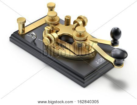 Morse code telegraphy device on white background - 3D illustration