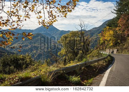 Scenic Mountain Autumn Landscape Near  Village Langadia, Peloponnese, Greece