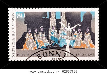 GERMANY - CIRCA 1993 : Cancelled postage stamp printed by Germany, that shows Tschaikowsky.