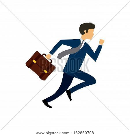 business man running icon over white background. competitive business cocept. colorful design. vector illustration