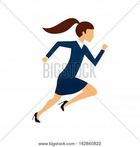 business woman running icon over white background. competitive business cocept. colorful design. vector illustration