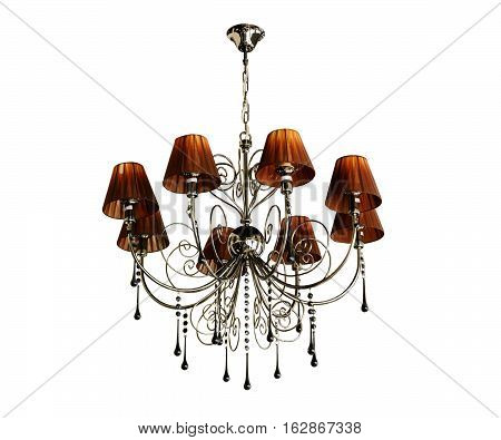 Ceiling light. Vintage chandelier. Isolated white background.
