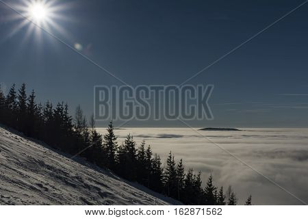 Ski In Dolni Morava Village In Jeseniky Mountains