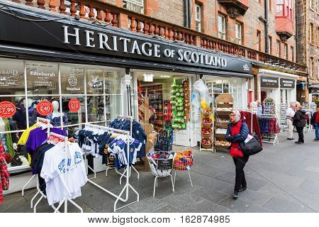 Shops At The Royal Mile In Edinburgh, Scotland