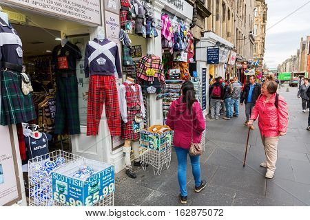 Shops At The Royal Mile In Edinburgh, Scotland